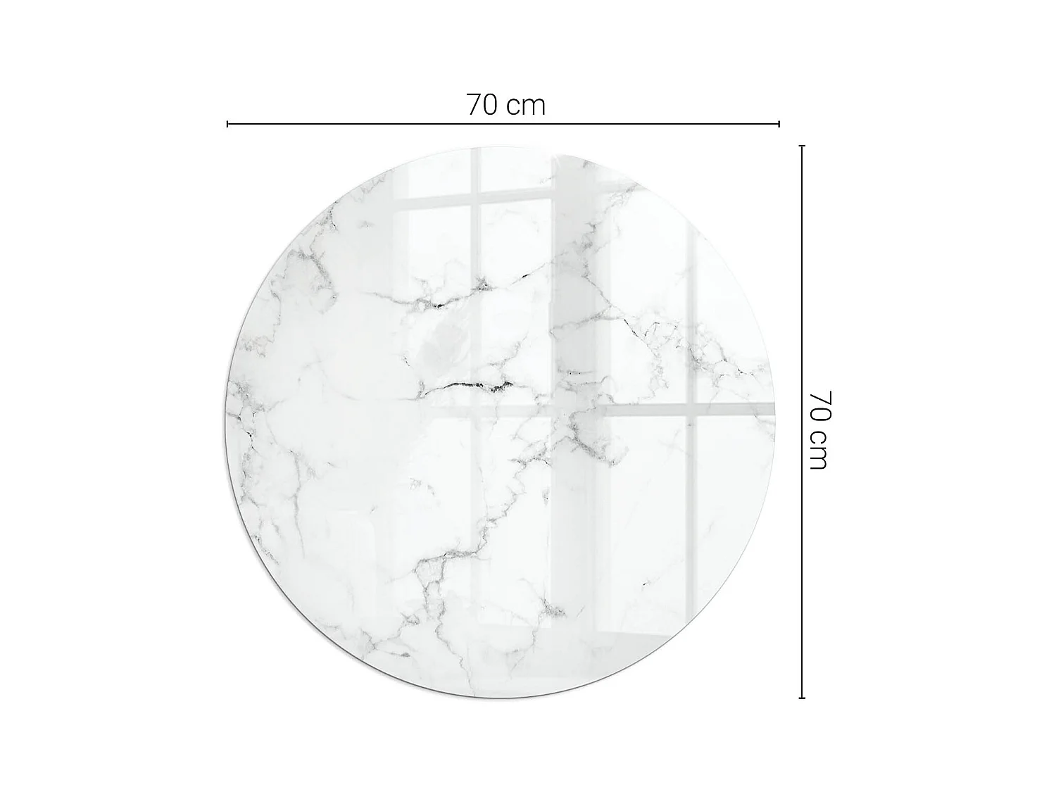 Plaque de sol en verre pour poêle - Roue - 70X70 - Modèle de marbre avec des veines