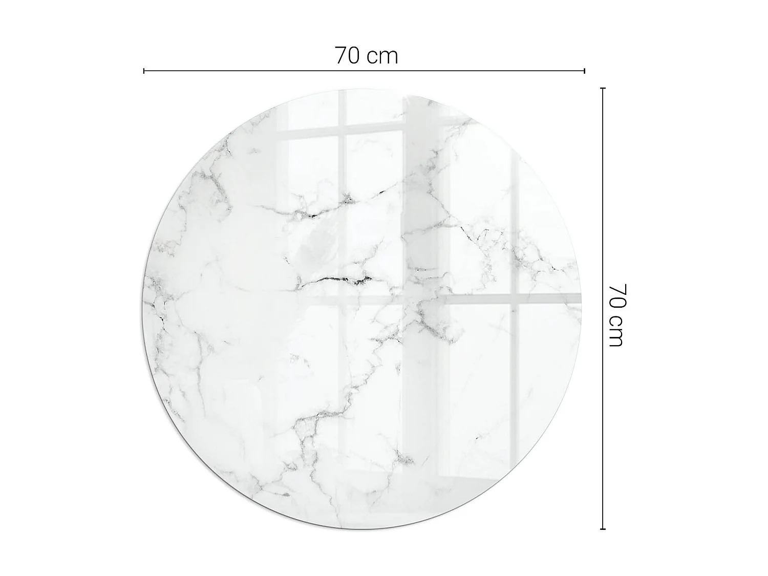 Glasplatte zum Schutz vor Funkenflug, Kaminauflage - Rad - 70X70 - Marmormuster mit Adern