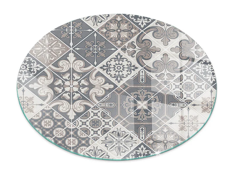 Glasplatte zum Schutz vor Funkenflug, Kaminauflage - Rad - 70X70 - Dekoratives Mosaikmuster