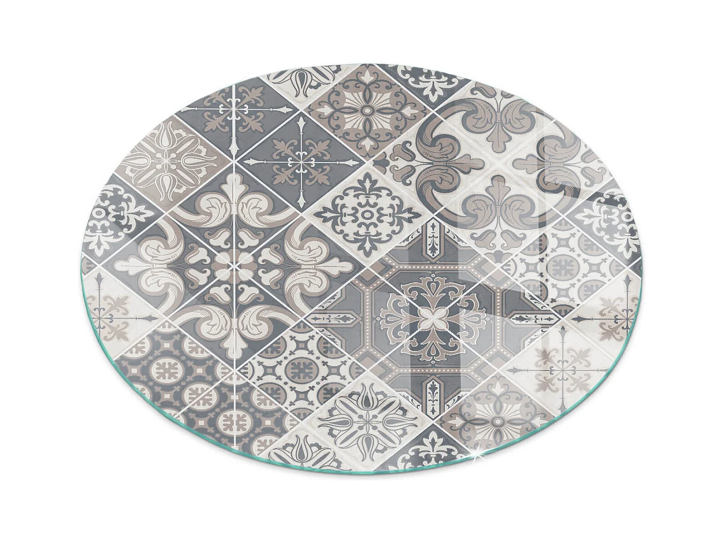 Plaque de sol en verre pour poêle - Roue - 70X70 - Modèle de mosaïque décorative