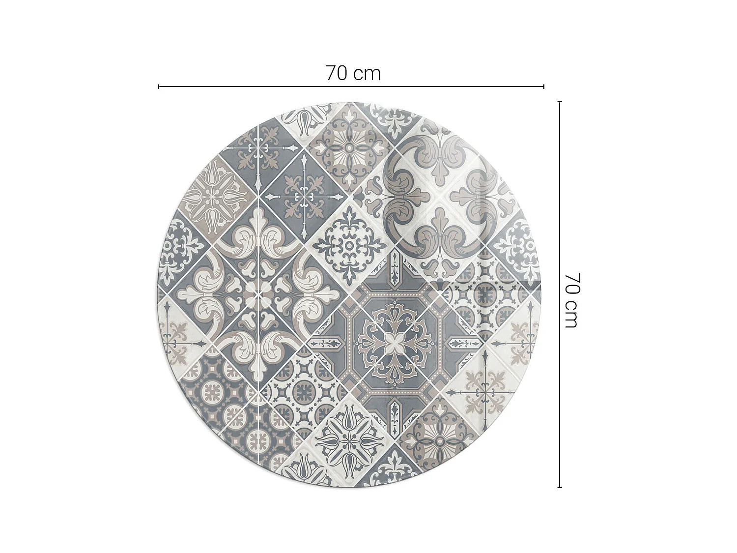 Plaque de sol en verre pour poêle - Roue - 70X70 - Modèle de mosaïque décorative