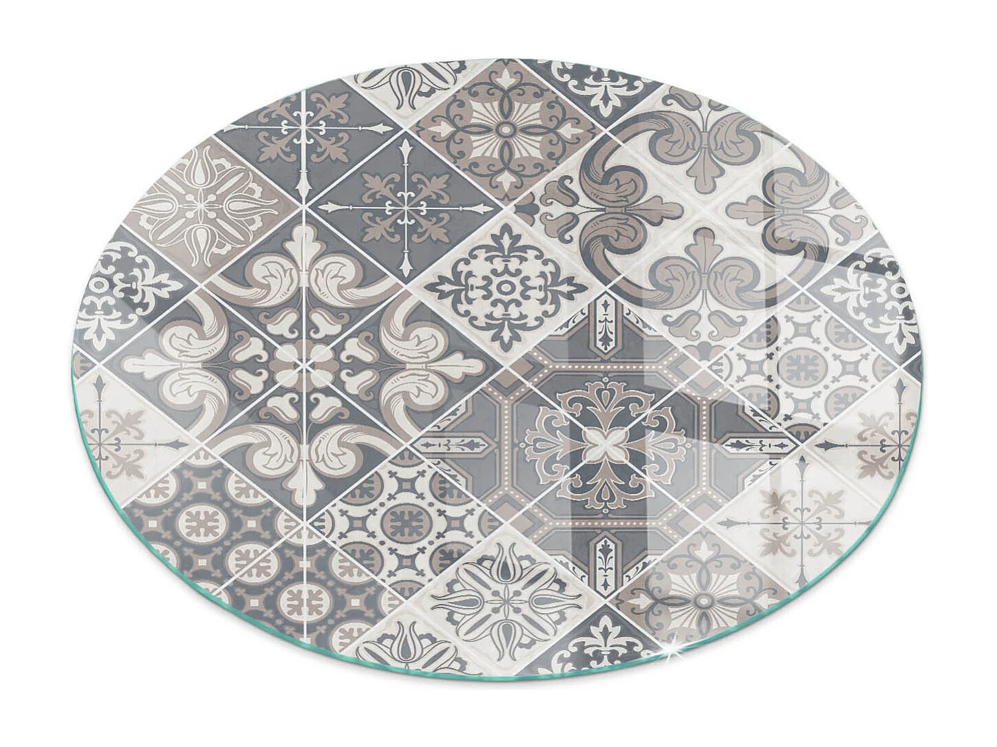 Glasplatte zum Schutz vor Funkenflug, Kaminauflage - Rad - 70X70 - Dekoratives Mosaikmuster