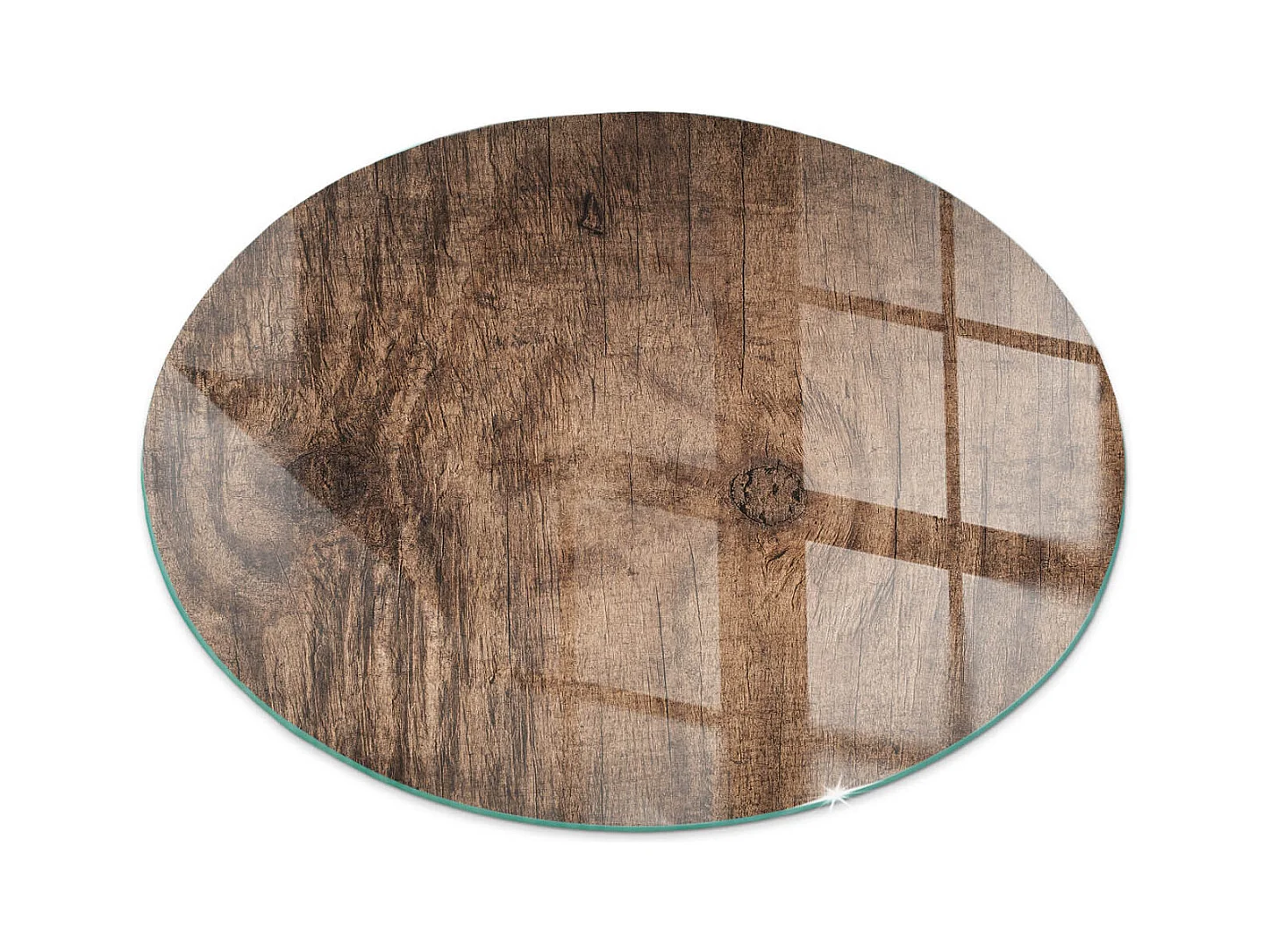 Plaque de sol en verre pour poêle - Roue - 70X70 - Modèle en bois naturel