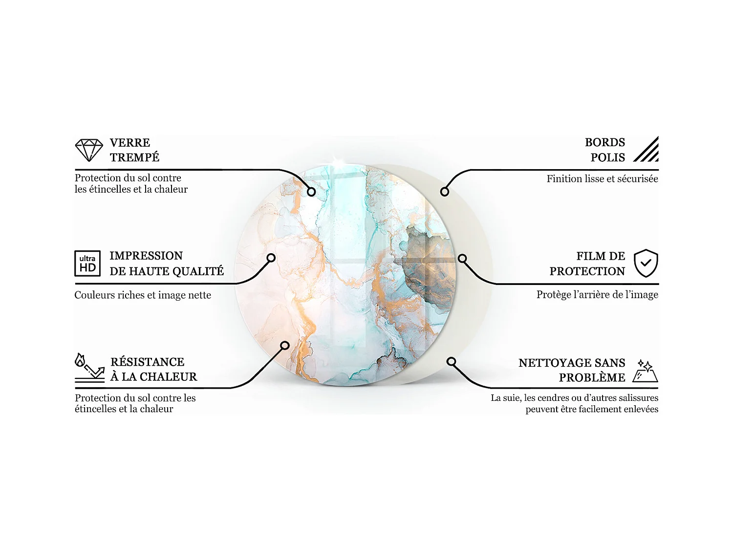 Vloerplaat voor houtkachel, onder open haard - Wiel - 60x60 - Kleur Grijs