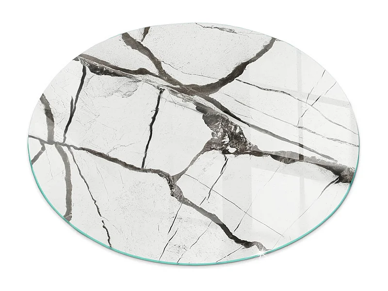 Plaque de sol en verre pour poêle - Roue - 70X70 - Modèle de veine de marbre