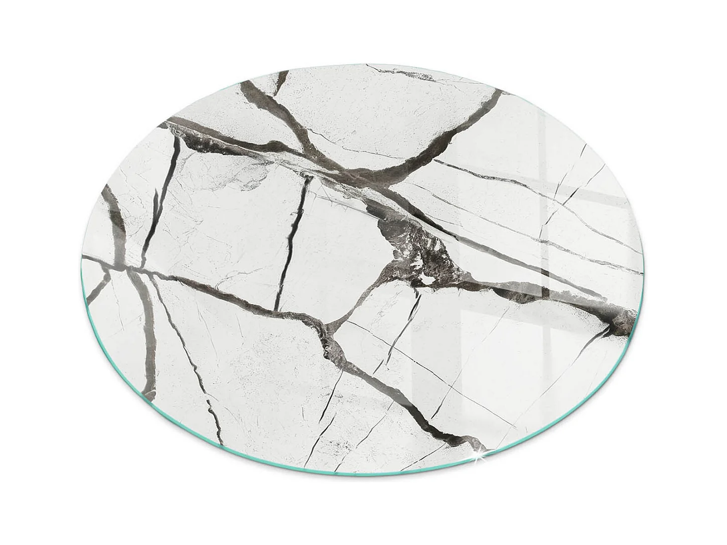 Plaque de sol en verre pour poêle - Roue - 70X70 - Modèle de veine de marbre