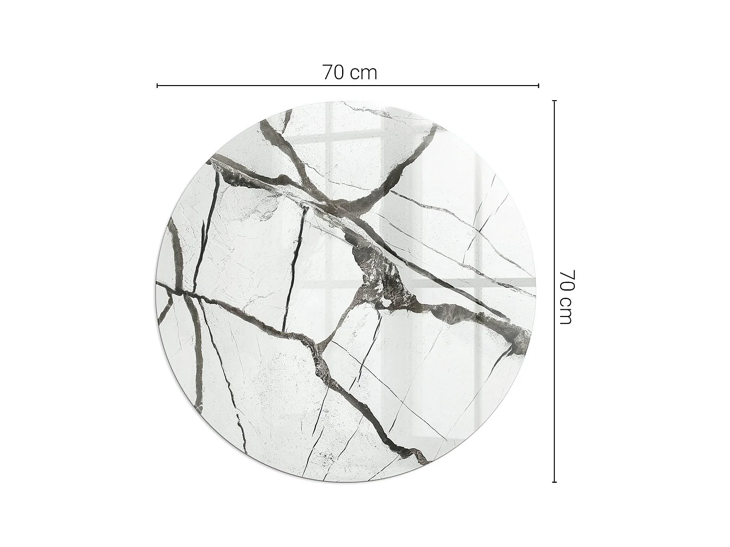 Plaque de sol en verre pour poêle - Roue - 70X70 - Modèle de veine de marbre