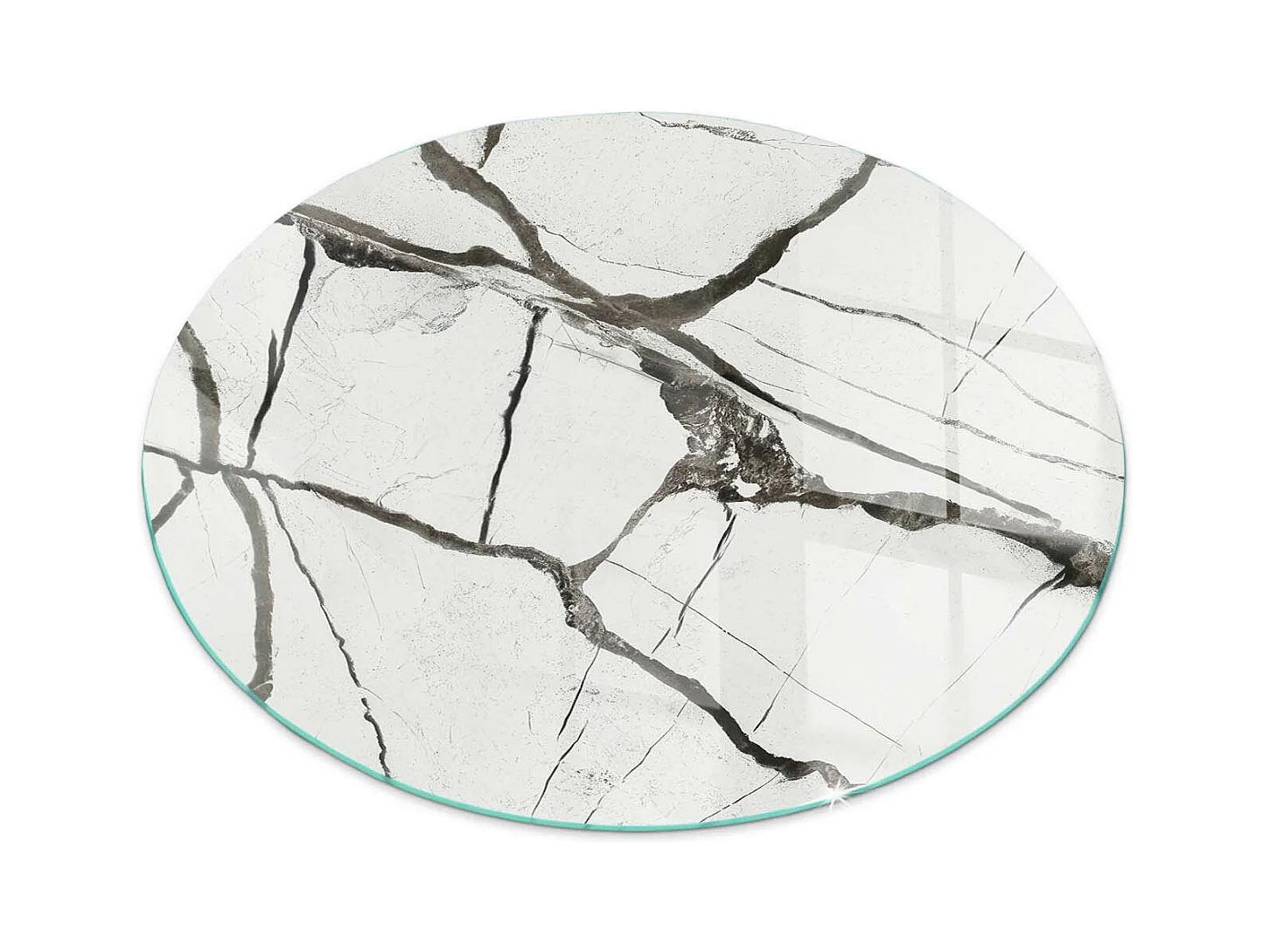 Plaque de sol en verre pour poêle - Roue - 60x60 - Modèle de veine de marbre