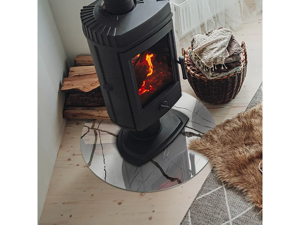 Glasplatte zum Schutz vor Funkenflug, Kaminauflage - Rad - 60x60 - Marmoradermuster