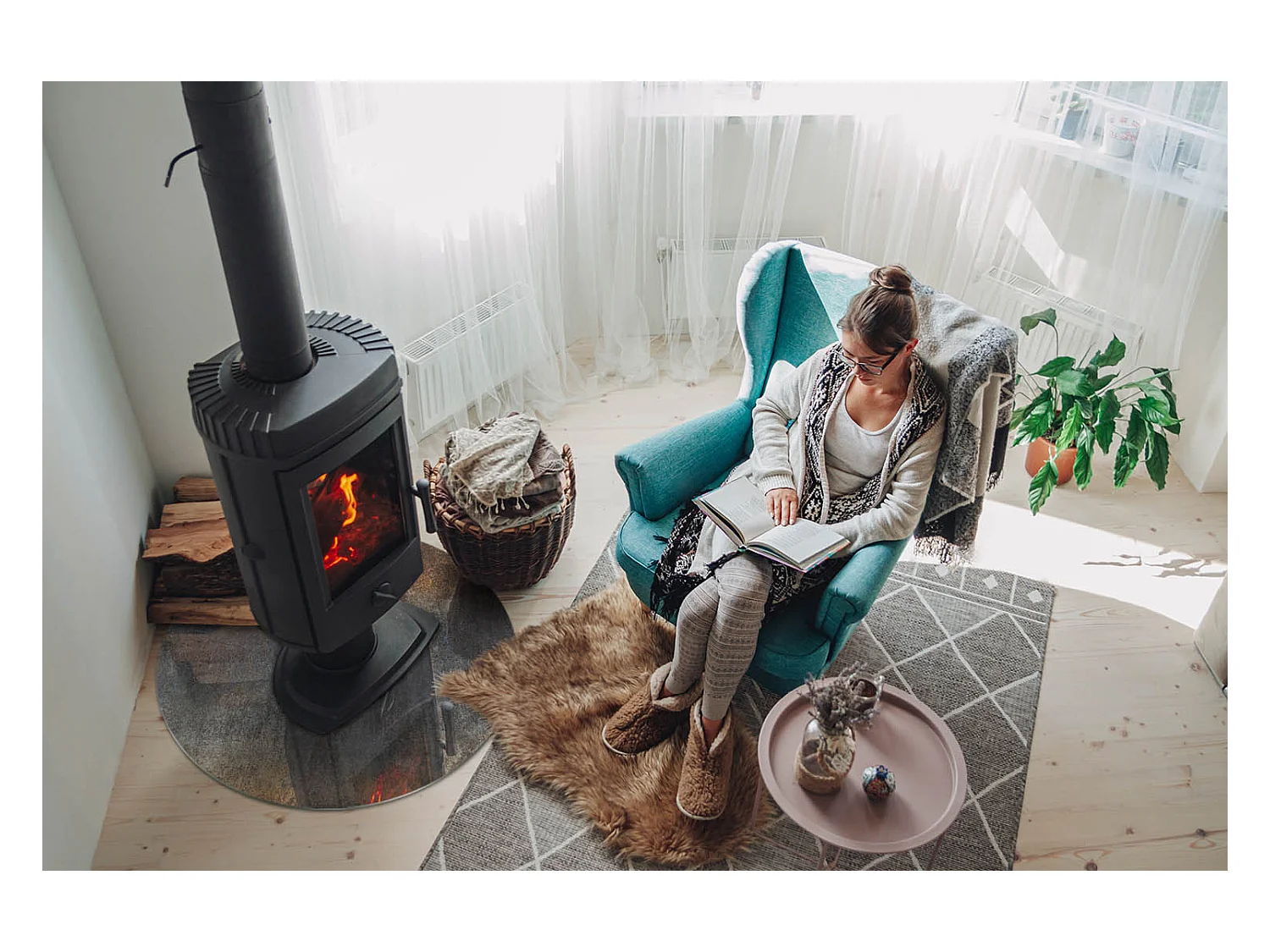 Glasplatte zum Schutz vor Funkenflug, Kaminauflage - Rad - 70X70 - Abstraktes Strukturmuster