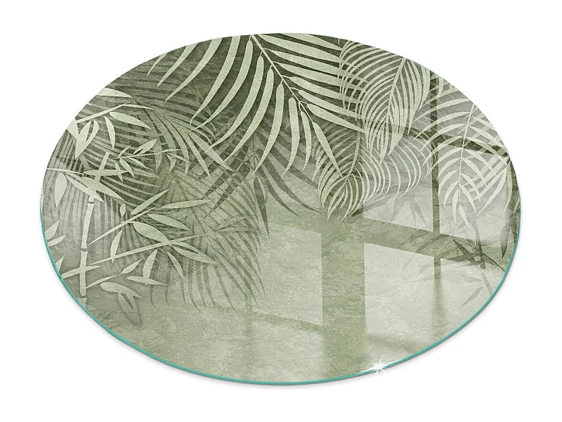 Plaque de sol en verre pour poêle - Roue - 60x60 - Feuilles tropicales en arrière-plan