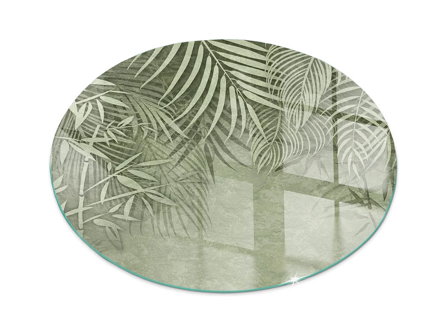 Plaque de sol en verre pour poêle - Roue - 60x60 - Feuilles tropicales en arrière-plan