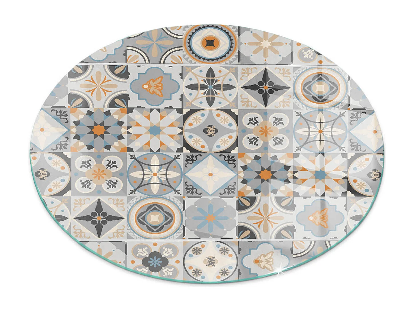 Vetro per camino, vetro di protezione per il soggiorno- Ruota - 70X70 - Motivi di mosaico nelle piastrelle