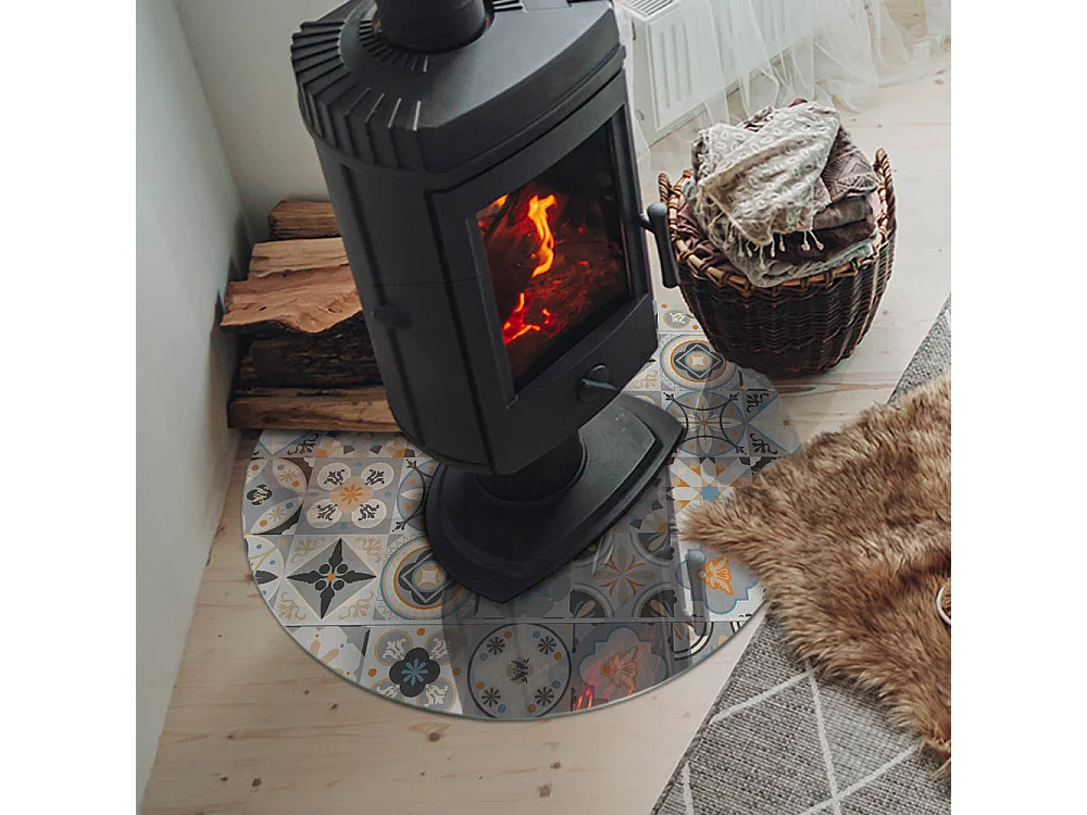 Vetro per camino, vetro di protezione per il soggiorno- Ruota - 70X70 - Motivi di mosaico nelle piastrelle