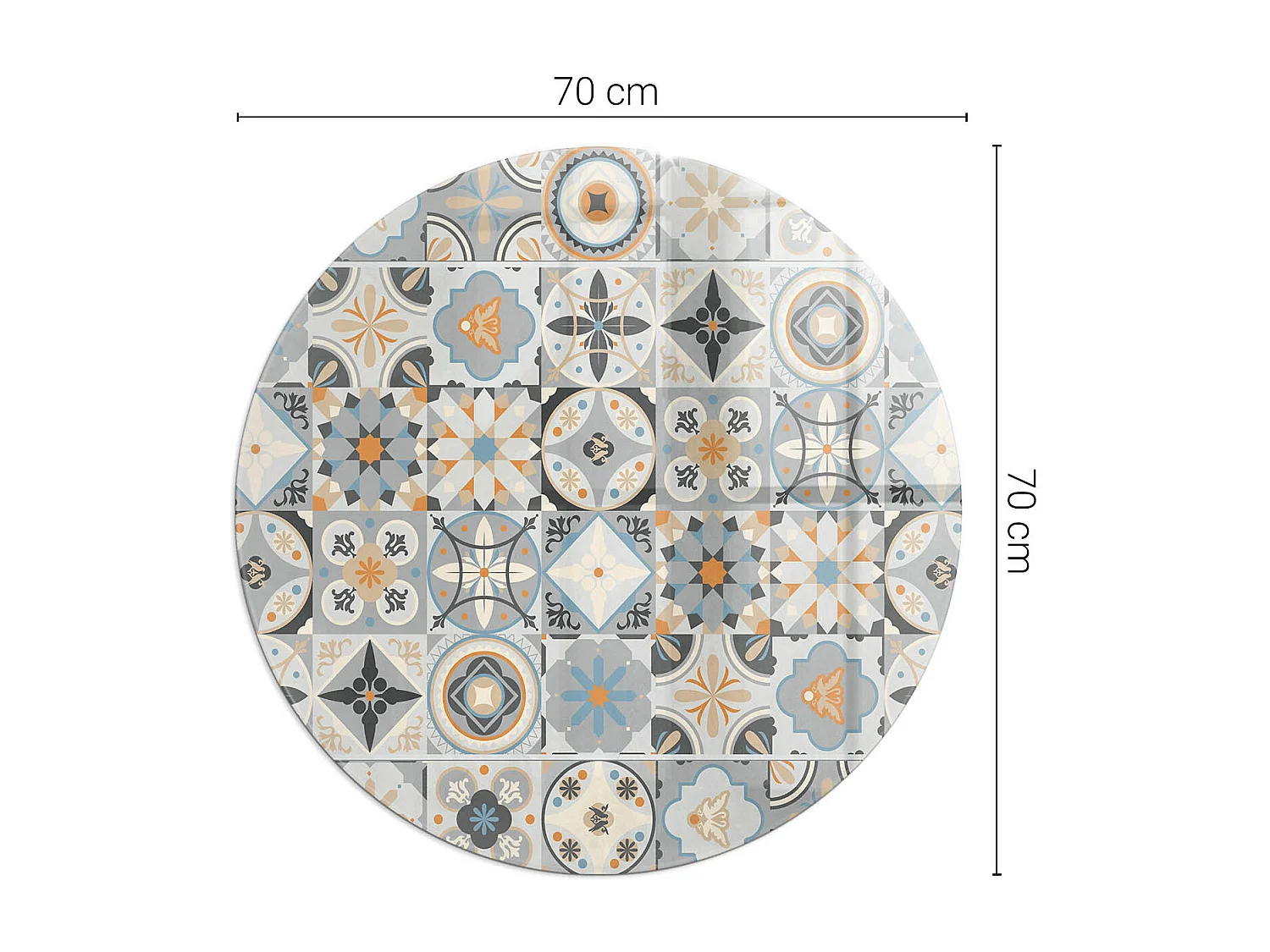 Vetro per camino, vetro di protezione per il soggiorno- Ruota - 70X70 - Motivi di mosaico nelle piastrelle