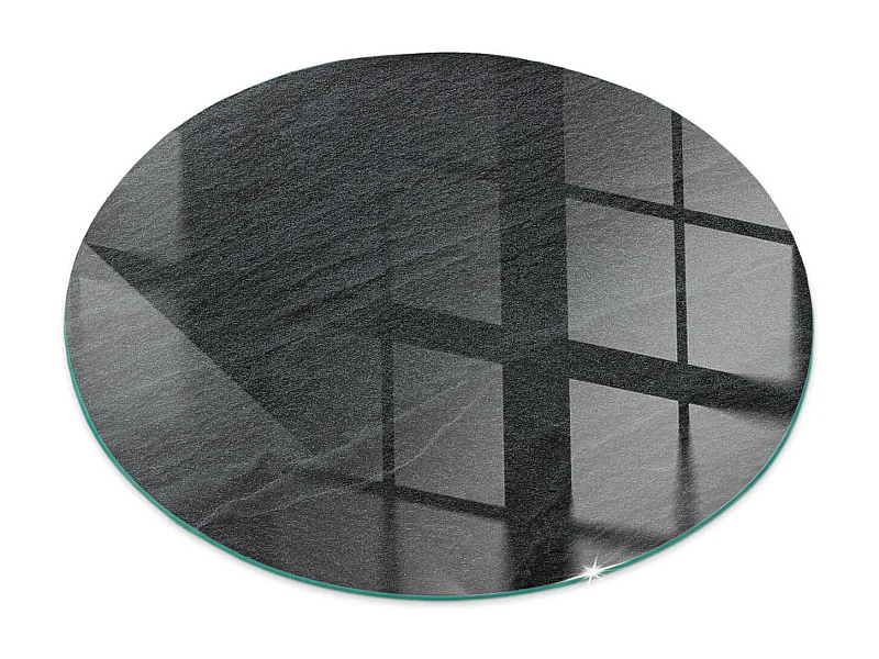 Glasplatte zum Schutz vor Funkenflug, Kaminauflage - Rad - 60x60 - Natursteinstruktur