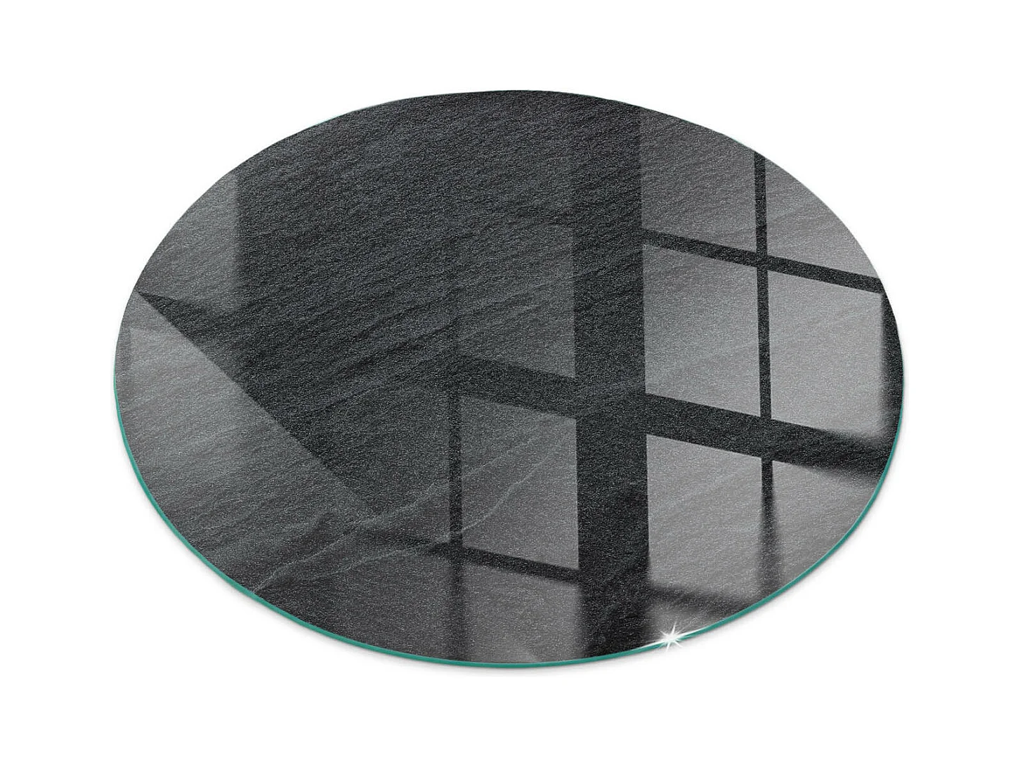 Glasplatte zum Schutz vor Funkenflug, Kaminauflage - Rad - 60x60 - Natursteinstruktur