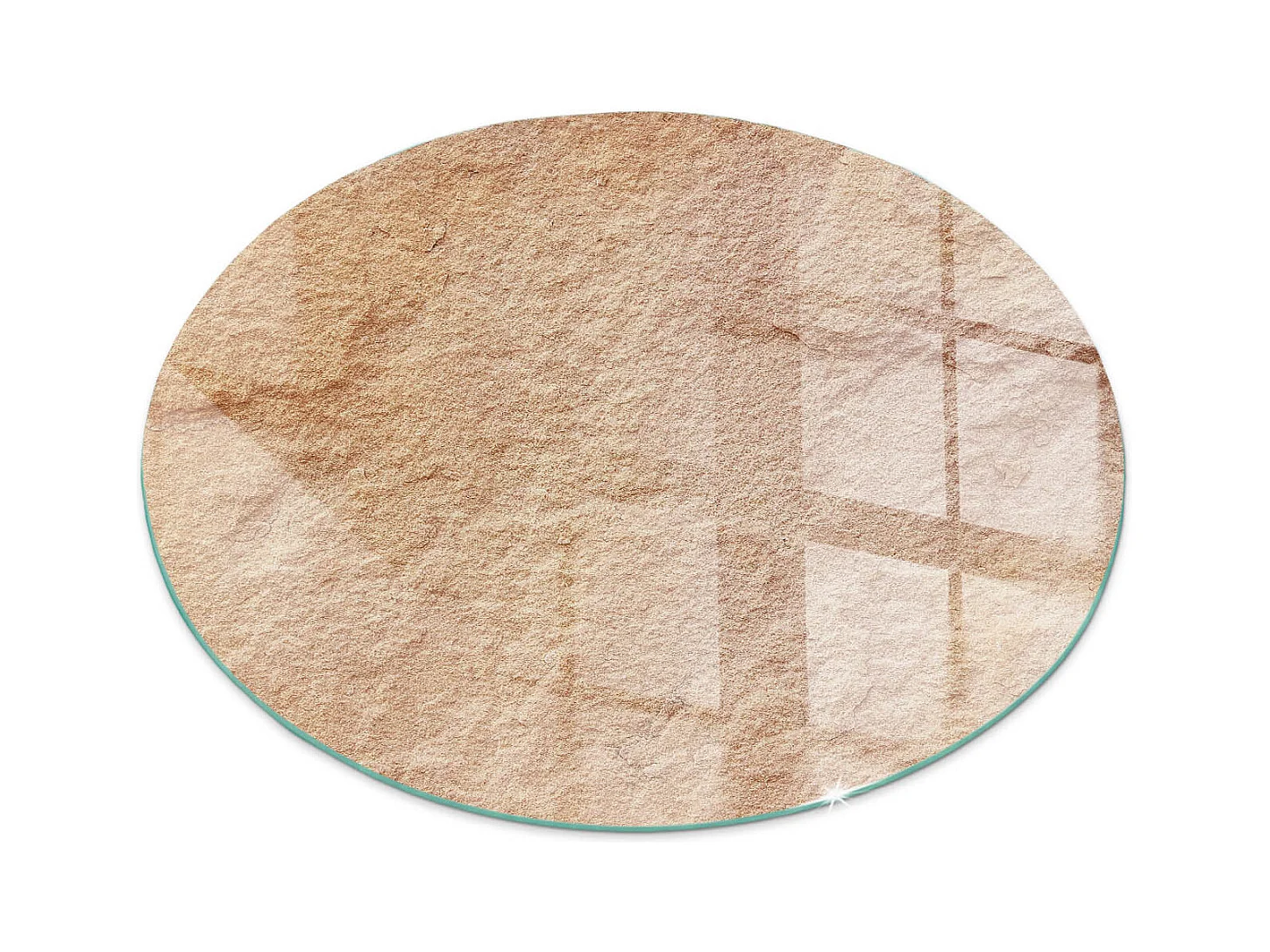 Glasplatte zum Schutz vor Funkenflug, Kaminauflage - Rad - 70X70 - Natursteinstruktur