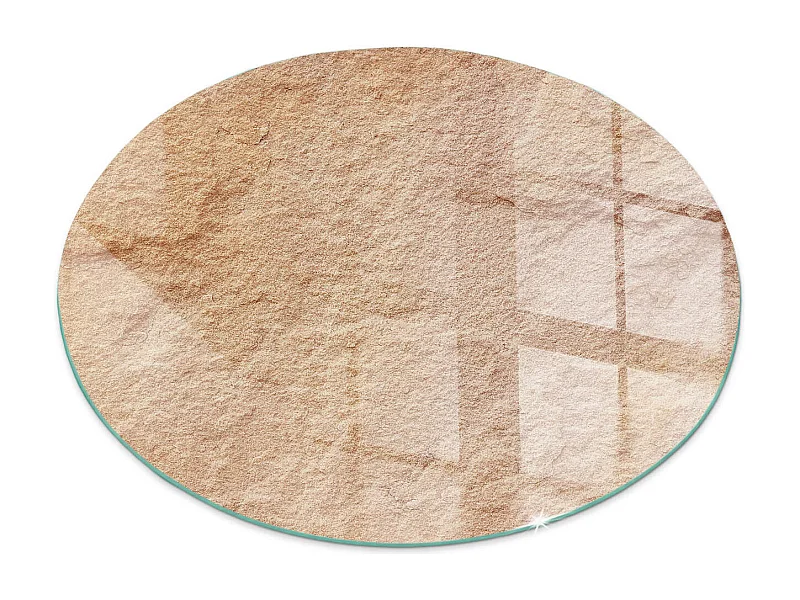 Glasplatte zum Schutz vor Funkenflug, Kaminauflage - Rad - 70X70 - Natursteinstruktur