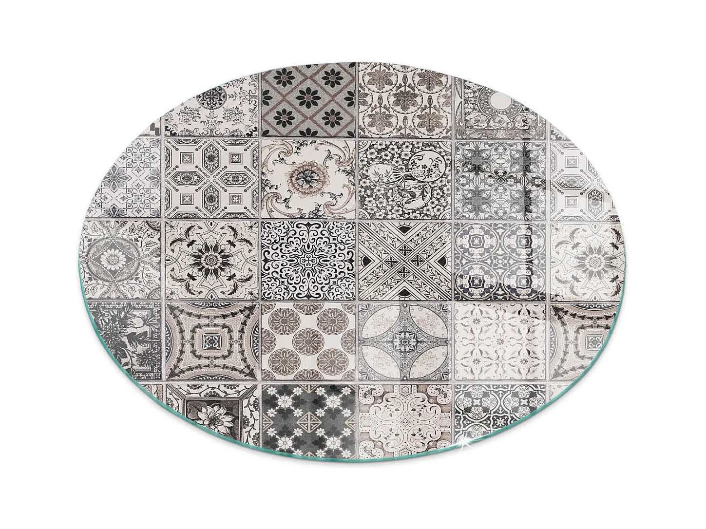 Plaque de sol en verre pour poêle - Roue - 70X70 - Modèles de carreaux décoratifs