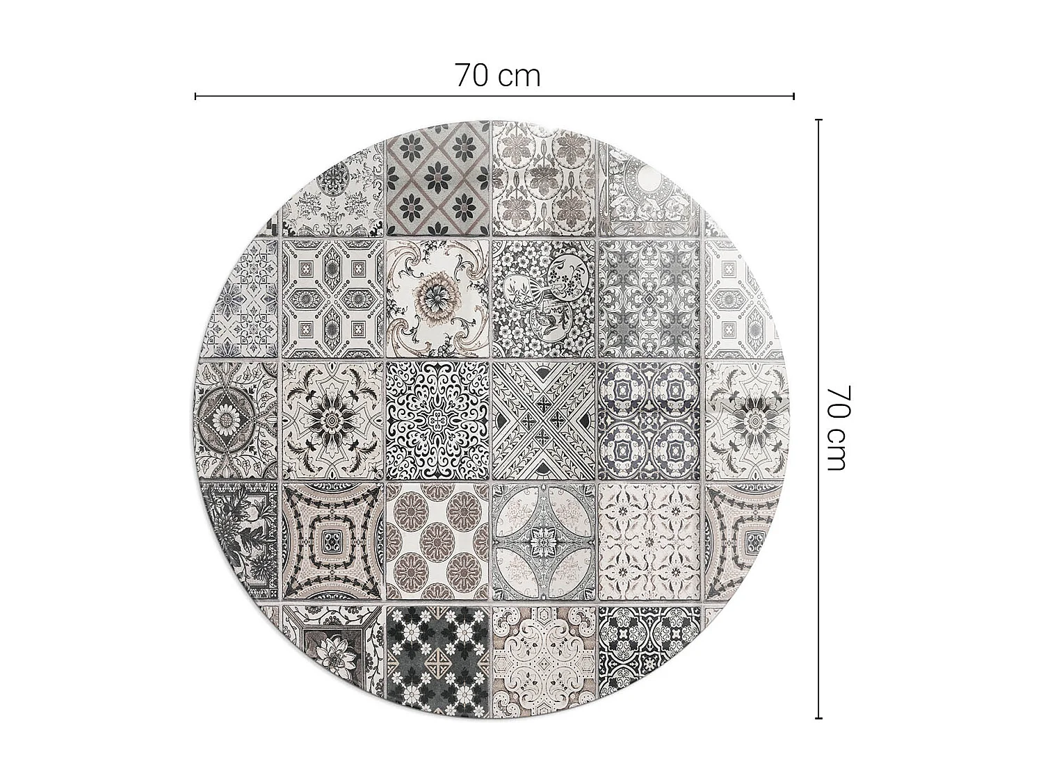 Plaque de sol en verre pour poêle - Roue - 70X70 - Modèles de carreaux décoratifs