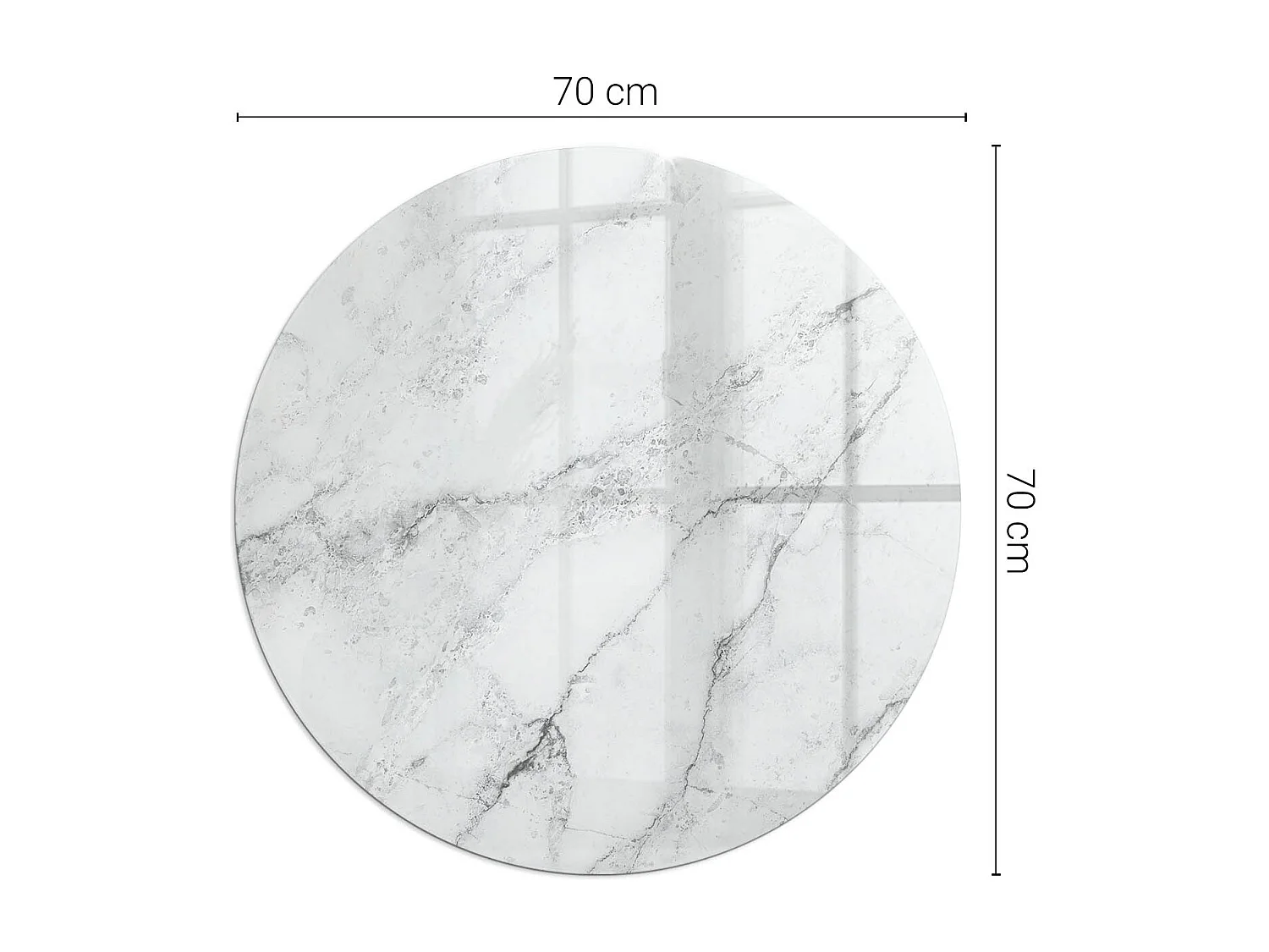 Plaque de sol en verre pour poêle - Roue - 70X70 - Modèle de marbre avec des veines