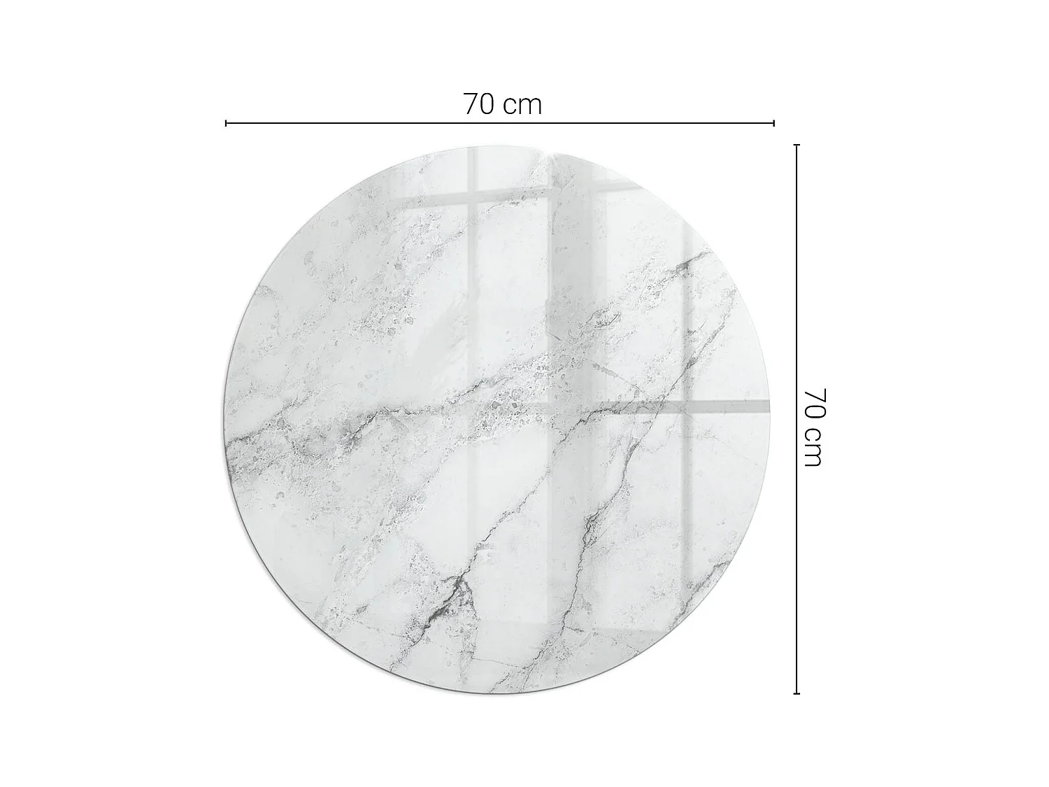 Plaque de sol en verre pour poêle - Roue - 70X70 - Modèle de marbre avec des veines