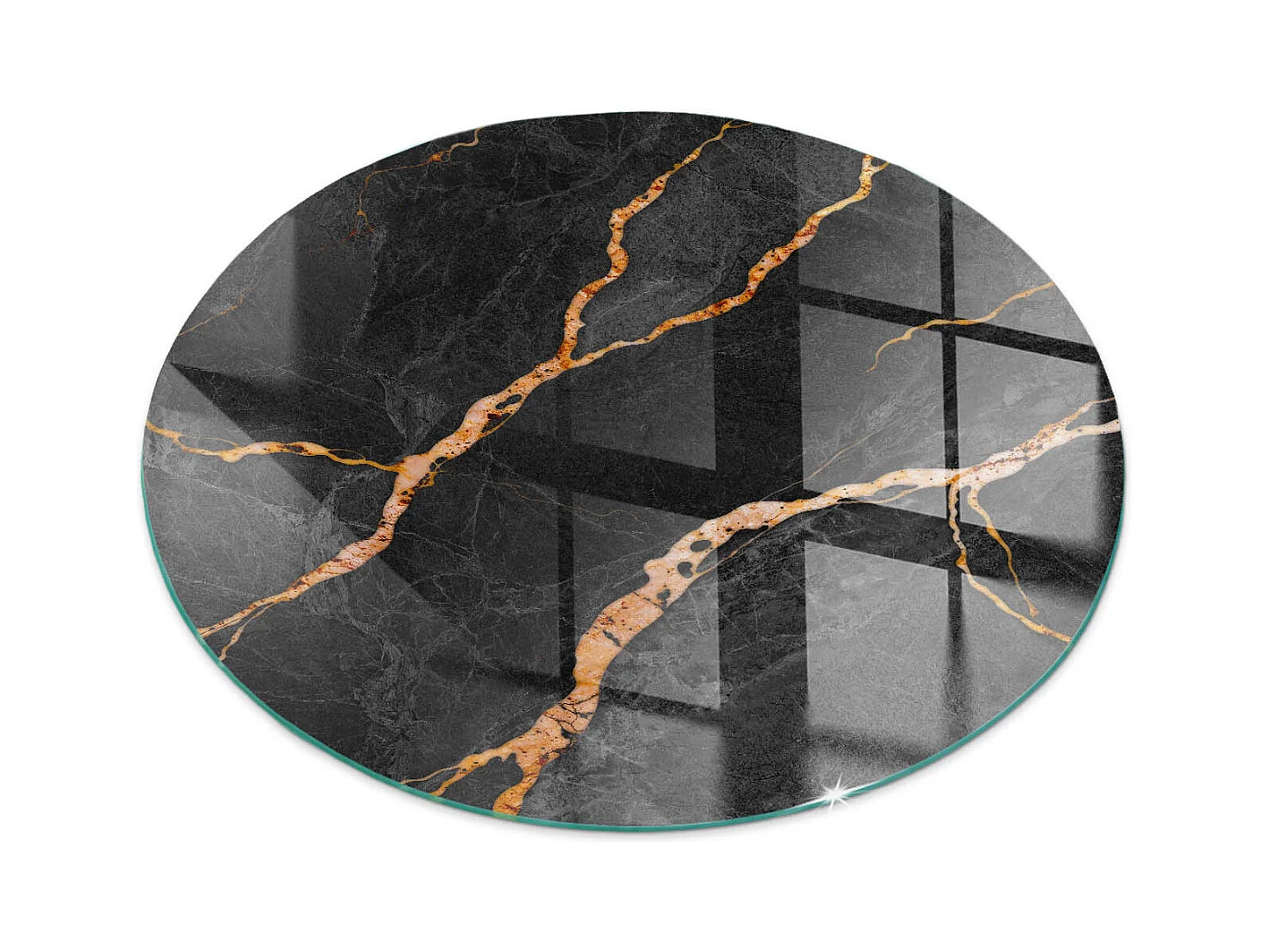 Plaque de sol en verre pour poêle - Roue - 70X70 - Marbre élégant avec des veines