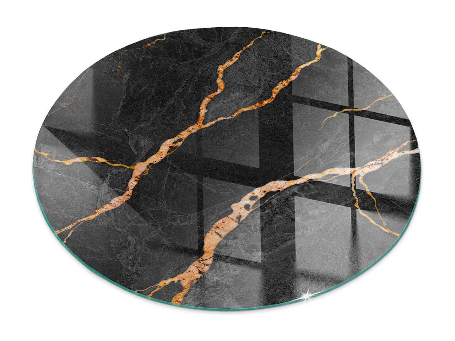 Glasplatte zum Schutz vor Funkenflug, Kaminauflage - Rad - 70X70 - Eleganter Marmor mit Adern