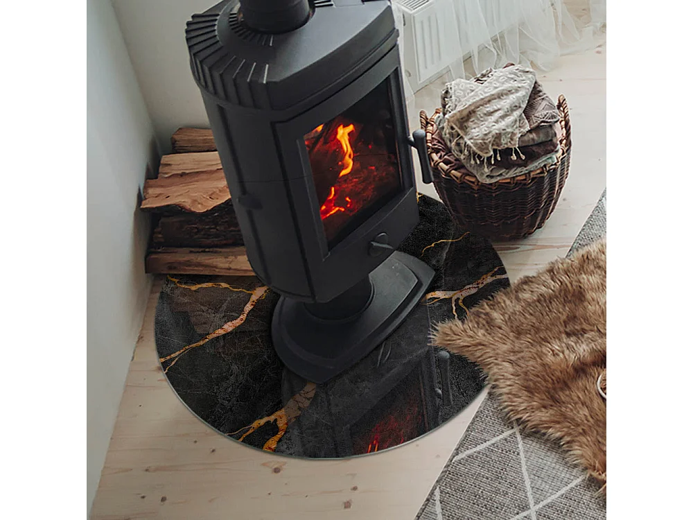 Glasplatte zum Schutz vor Funkenflug, Kaminauflage - Rad - 70X70 - Eleganter Marmor mit Adern