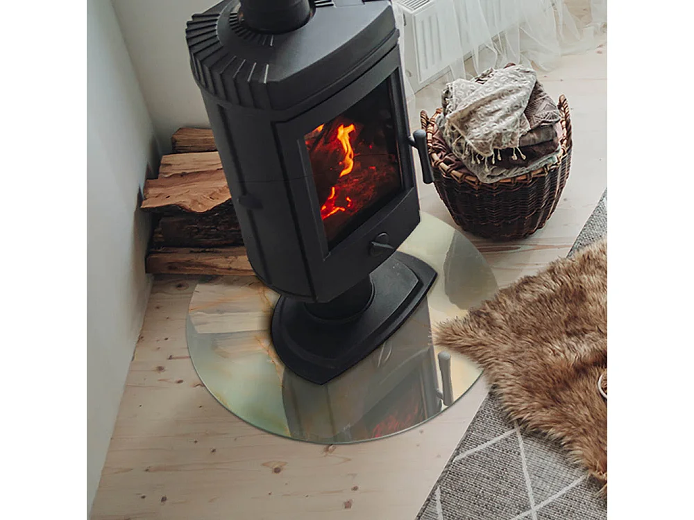 Glasplatte zum Schutz vor Funkenflug, Kaminauflage - Rad - 60x60 - Abstraktes Marmormuster