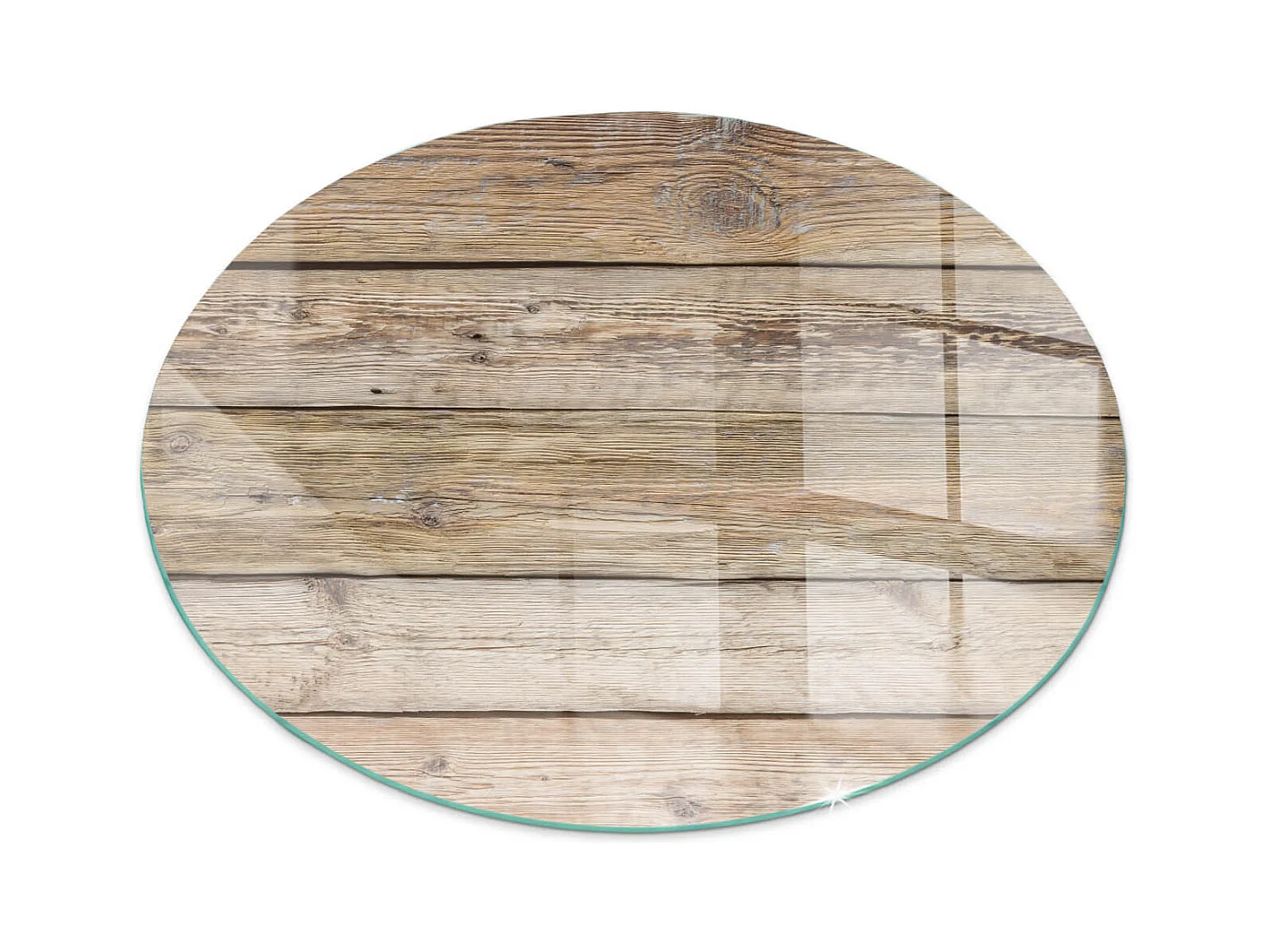 Plaque de sol en verre pour poêle - Roue - 70X70 - Texture des planches de bois