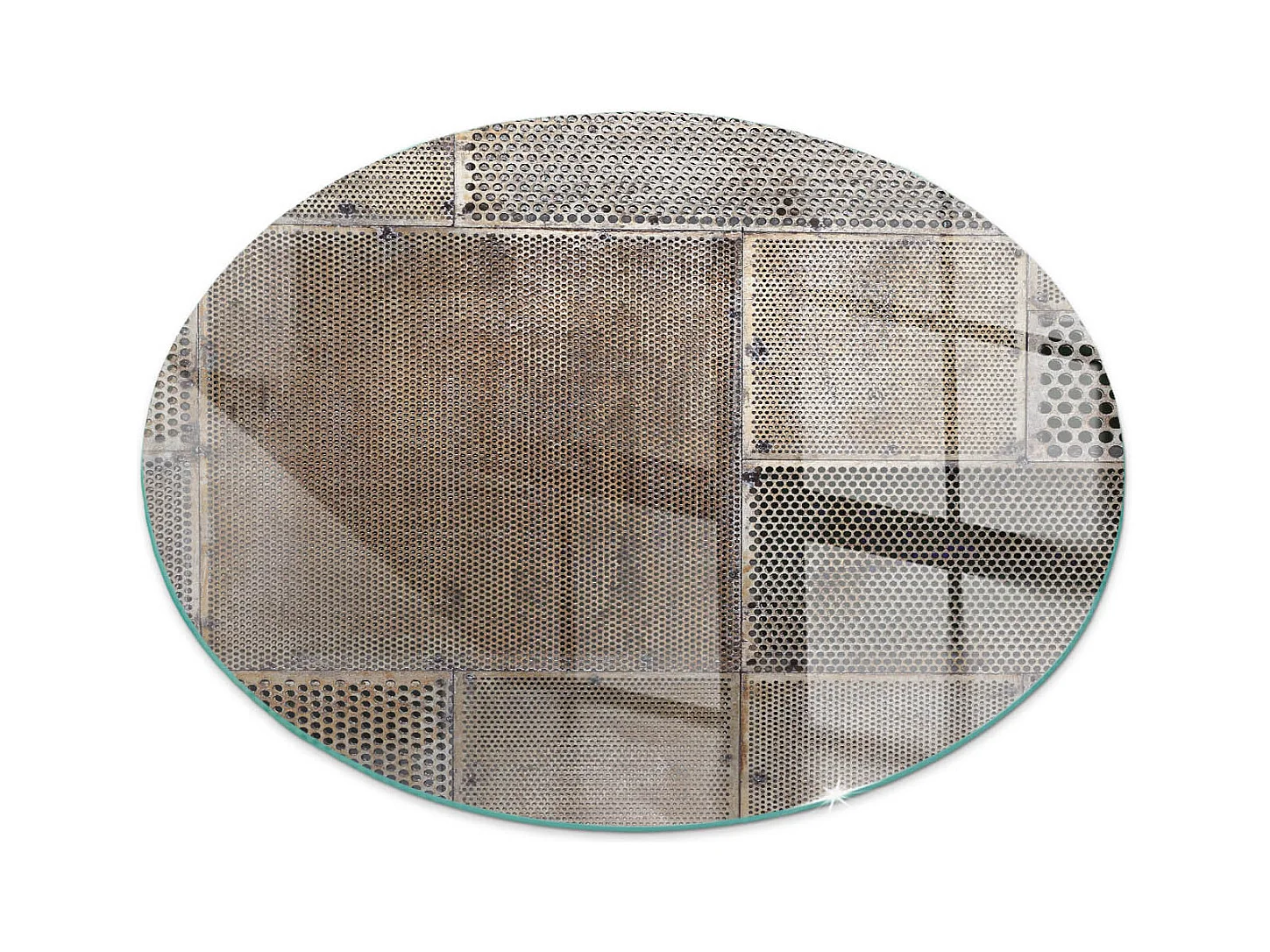 Plaque de sol en verre pour poêle - Roue - 60x60 - Modèle de tôle perforée