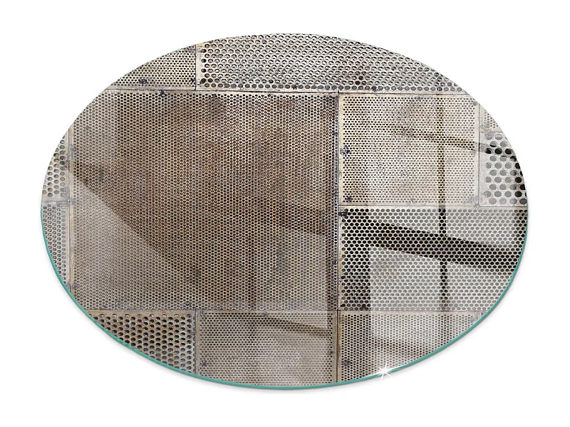 Glasplatte zum Schutz vor Funkenflug, Kaminauflage - Rad - 60x60 - Muster aus perforiertem Blech