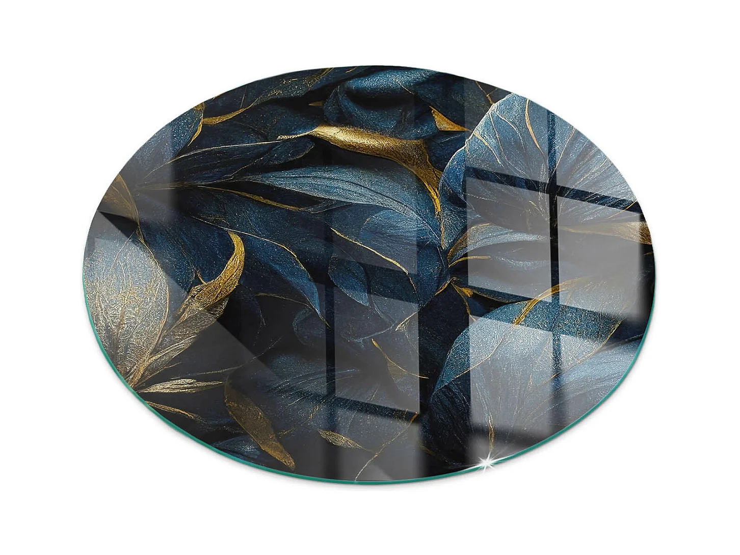 Plaque de sol en verre pour poêle - Roue - 60x60 - Feuilles élégantes en texture