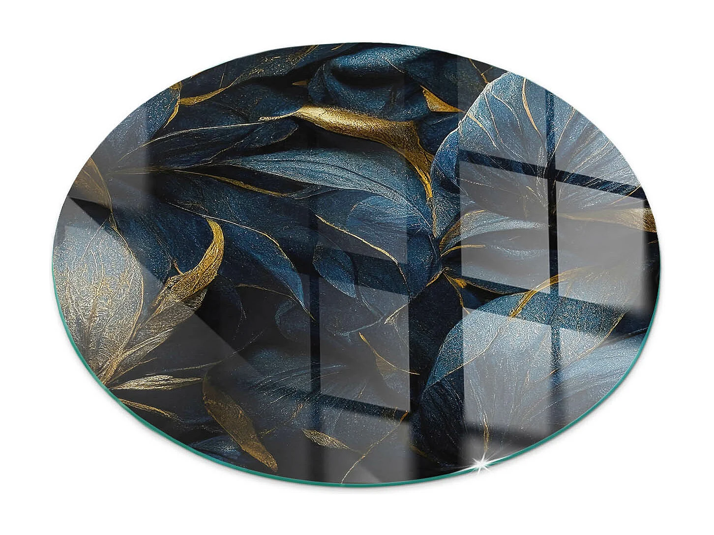 Glasplatte zum Schutz vor Funkenflug, Kaminauflage - Rad - 60x60 - Elegante Blätter in der Textur