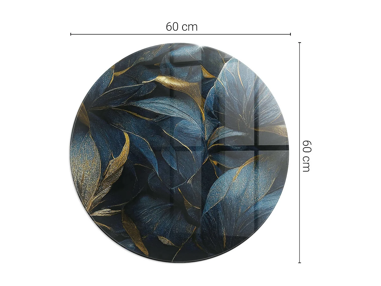 Glasplatte zum Schutz vor Funkenflug, Kaminauflage - Rad - 60x60 - Elegante Blätter in der Textur