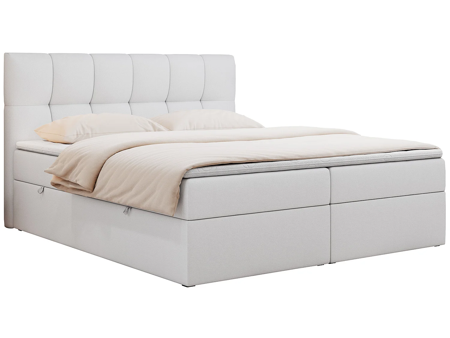 Boxspringbed met hoofdbord H4 + Topper T25 - Wit Kunstleer - 180x200 - RICO