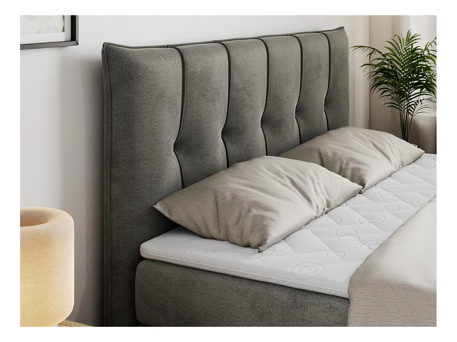 Boxspringbett PREMIUM 10 KING, Doppelbett mit Stauraum, gesteppte Kopfstütze, Multipocket-Matratze - 120x200 cm - H4 - Dunkelgrau Velvet