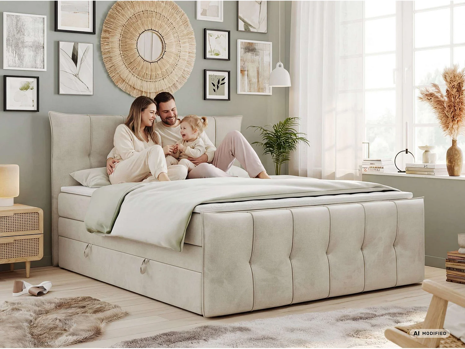 Boxspringbed met hoofdbord H4 + Topper T25 - Zwart Kunstleer - 200x200 - PREMIUM 11 KING