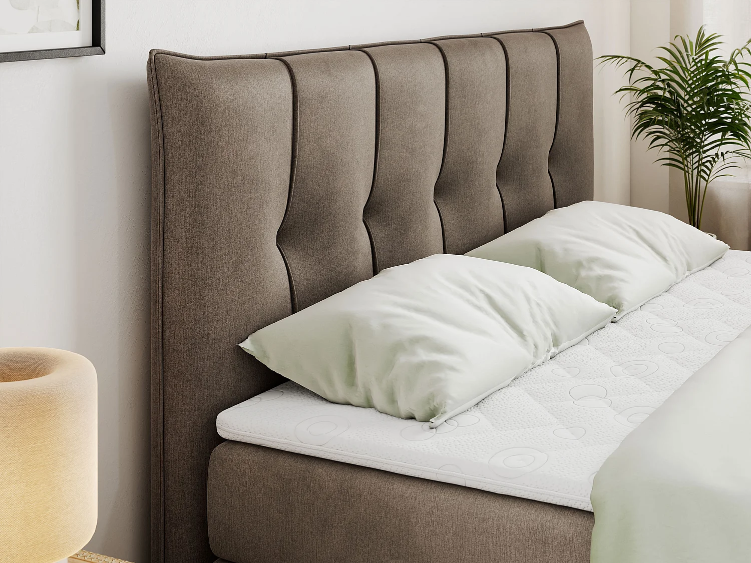 Boxspringbett PREMIUM 11 KING mit Stauraum, gestepptes Kopfteil, zwei Multipocket-Matratzen - 120x200 cm - H3 - Braun Velvet