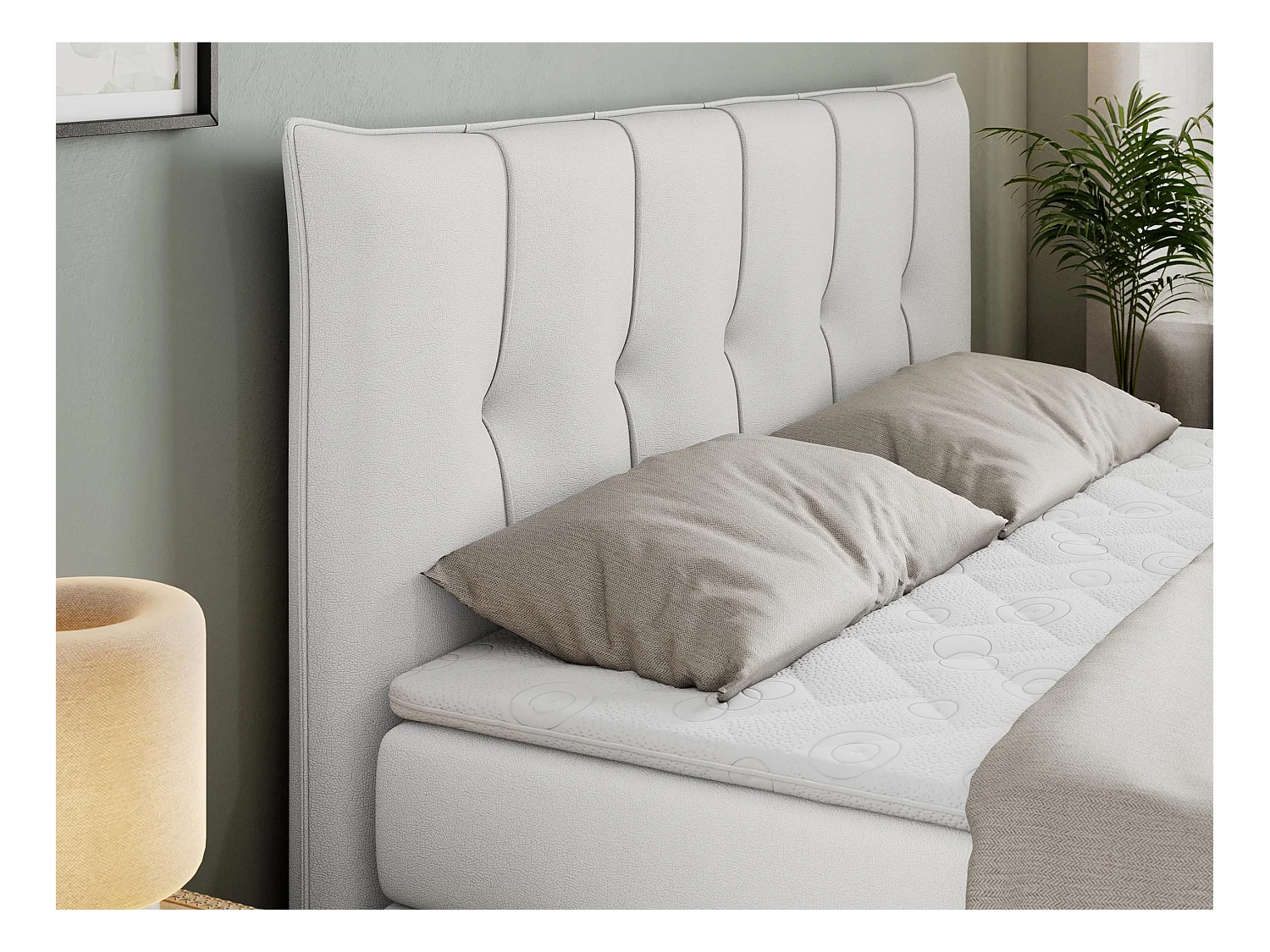 Boxspringbett PREMIUM 10 KING, Doppelbett mit Stauraum, gesteppte Kopfstütze, Multipocket-Matratze - 200x200 cm - H3 - Weiß Kunstleder