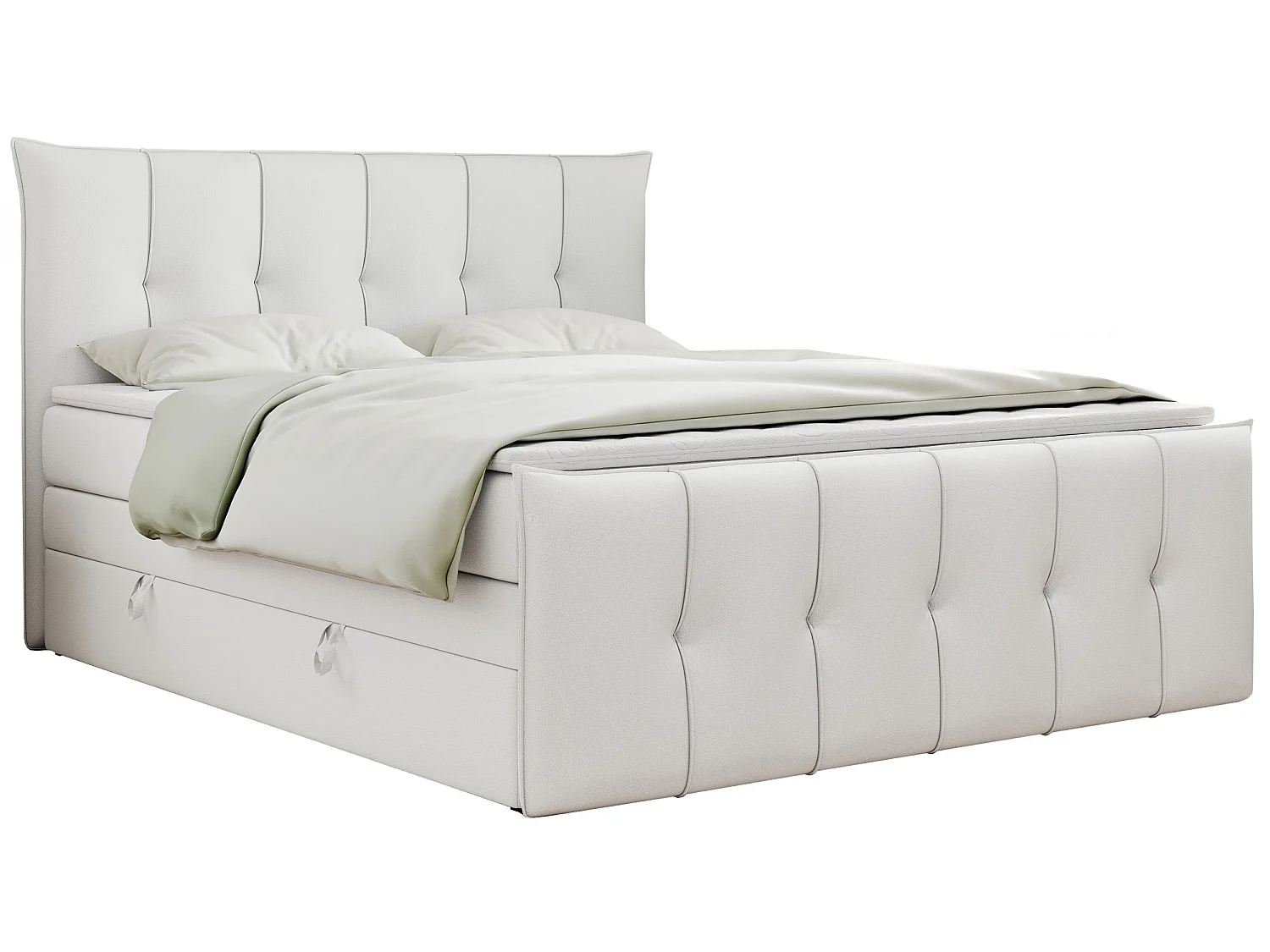 Boxspringbed met hoofdbord H4 + Topper T25 - Wit Kunstleer - 120x200 - PREMIUM 11 KING