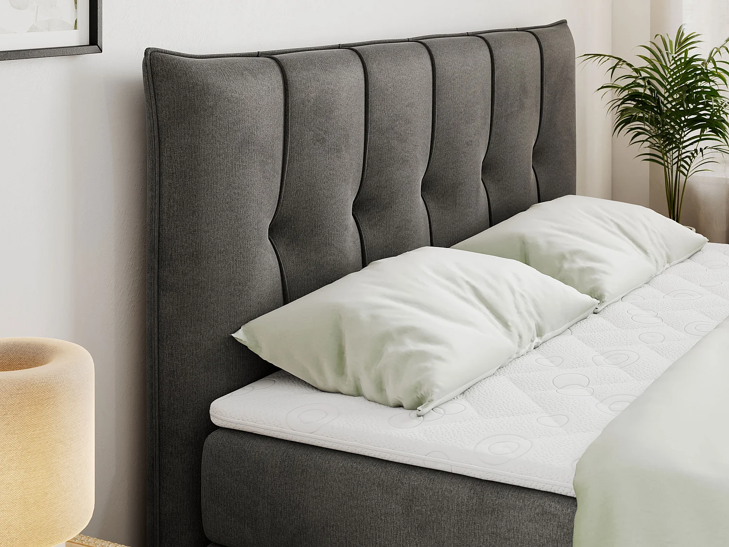 Boxspringbett PREMIUM 11 KING mit Stauraum, gestepptes Kopfteil, zwei Multipocket-Matratzen - 140x200 cm - H4 - Hellgrau Velvet