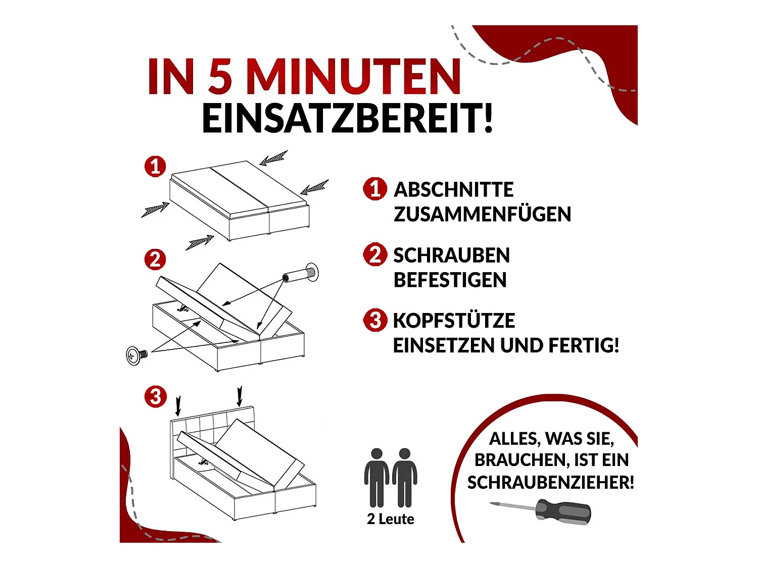 Boxspringbett DIEGOS mit Stauraum, gestepptem Kopfteil, Multipocket-Matratze - 200x200 cm - H3 - Weiß Kunstleder