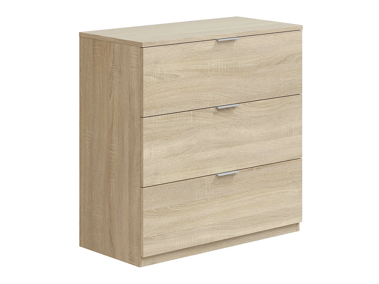 Komoda z trzema szufladami Colummn Santi w kolorze dębu, szerokość 77 cm.