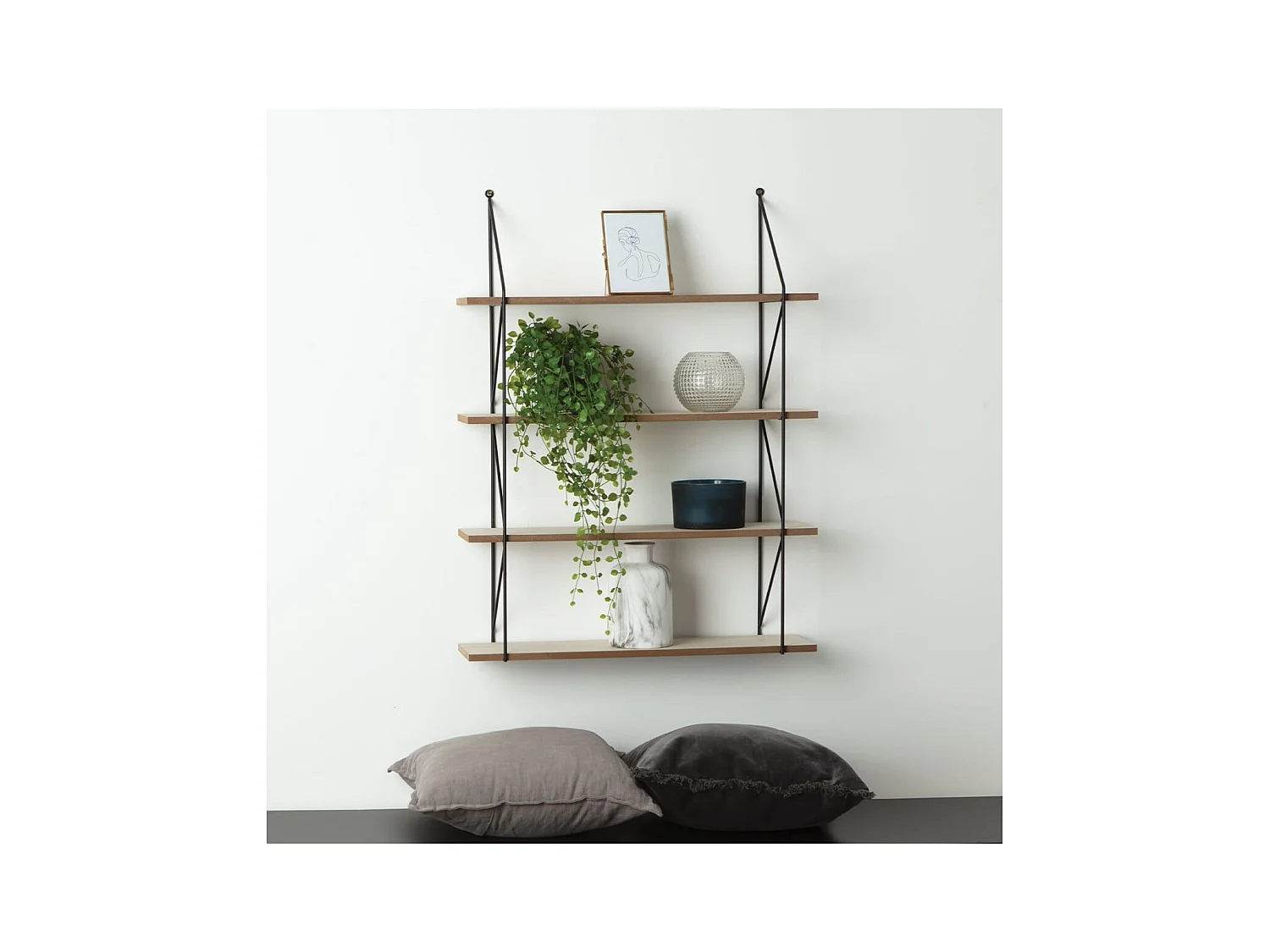 Étagère Murale en Bois et Métal  60 x 80 cm