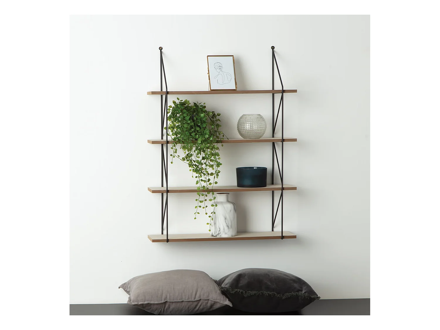 Étagère Murale en Bois et Métal  60 x 80 cm