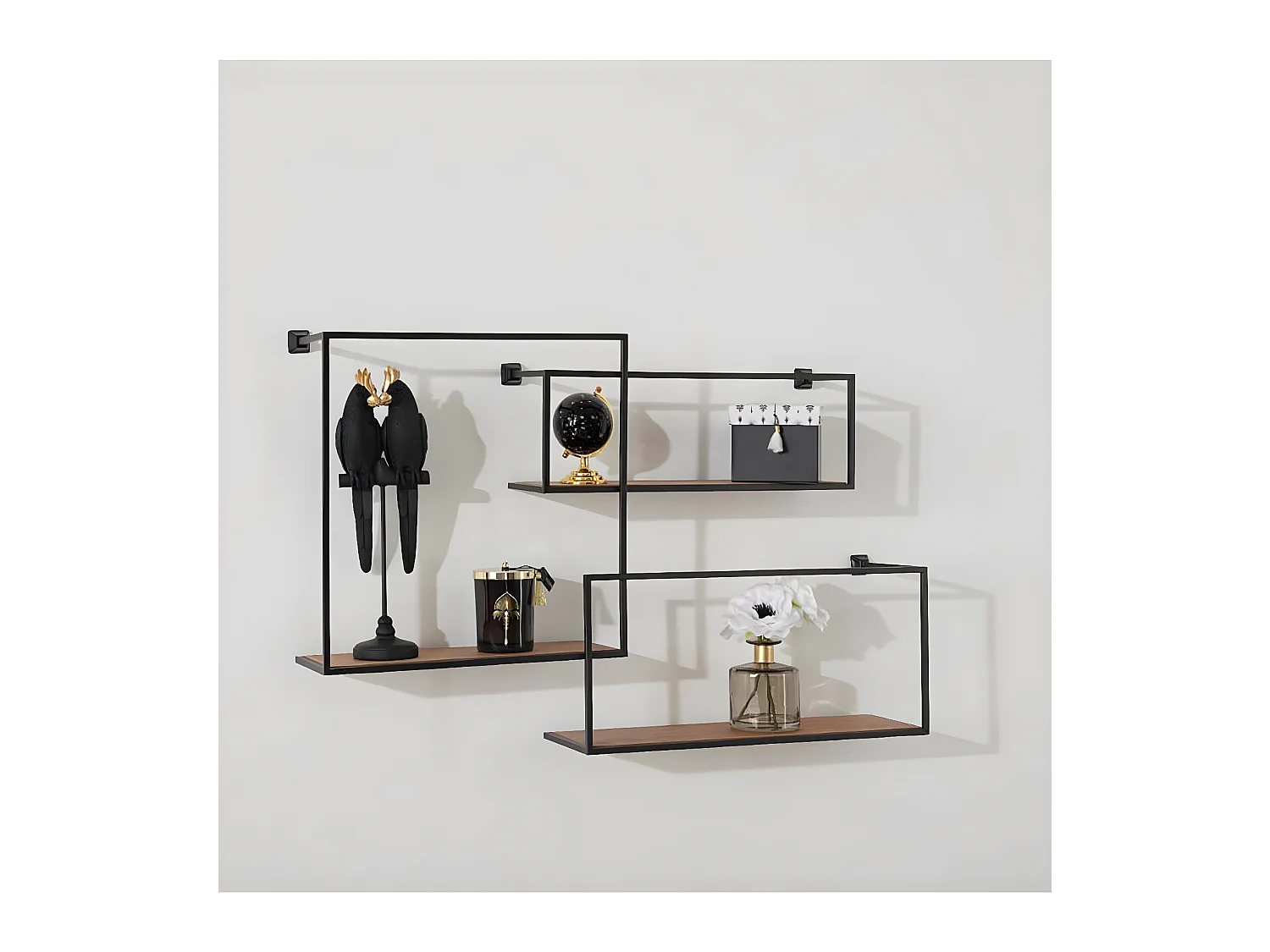 Étagère murale en Bois et Métal Noir 86 x 53 cm