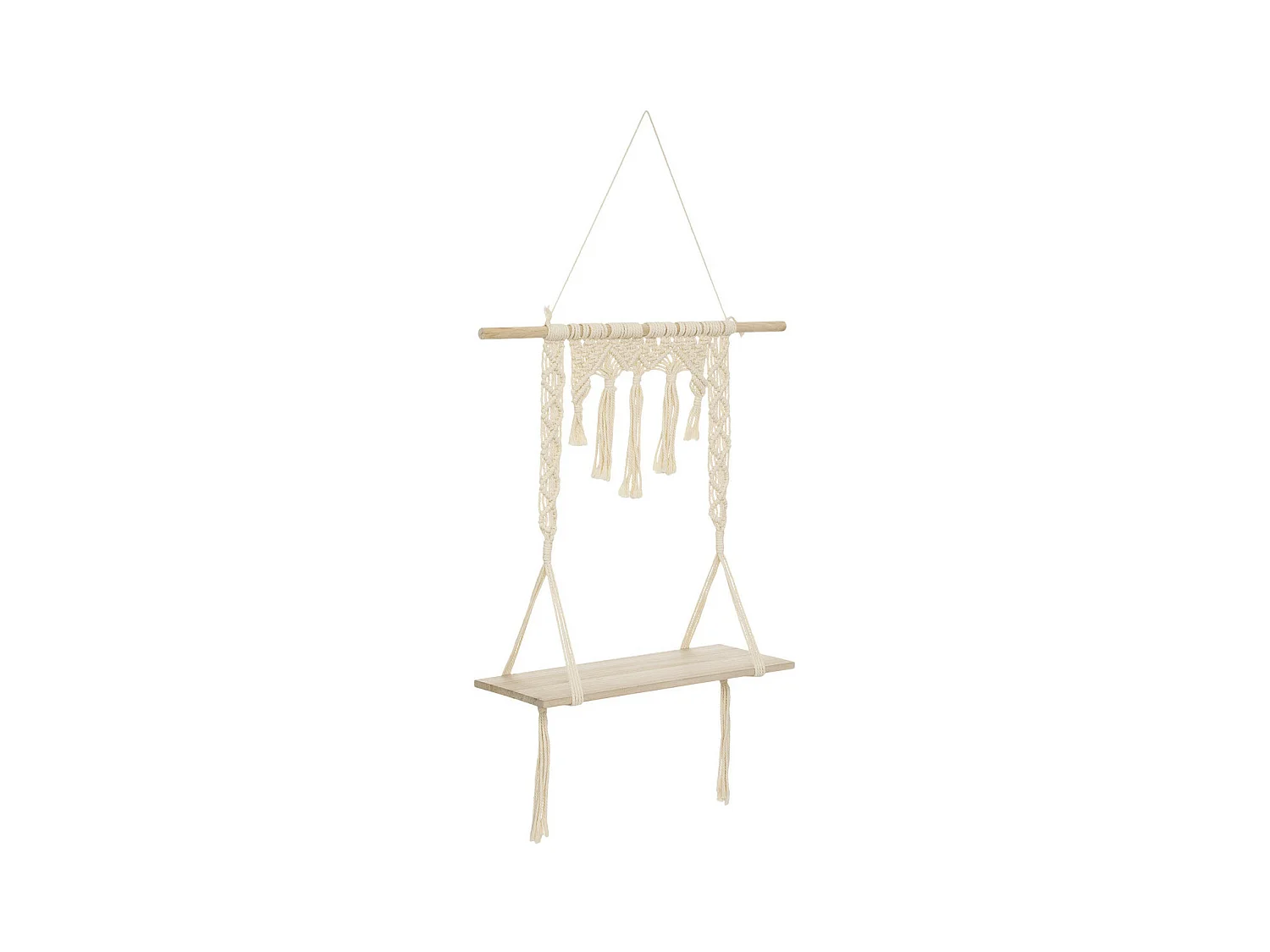 Étagère murale Macramé en Bois et Coton 60 x 80 cm